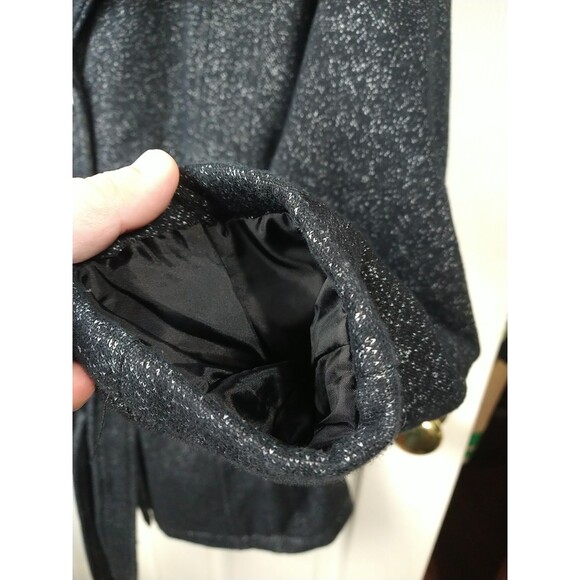 Liverpool Hooded Trench Mid  Belted Coat Woman XL Black Speckled Lined Pockets - Picture 10 of 16